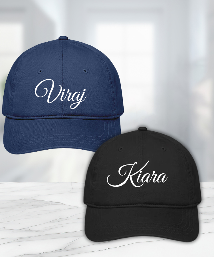 Personalized Name Cotton Cap for Men & Women (pack of 2)