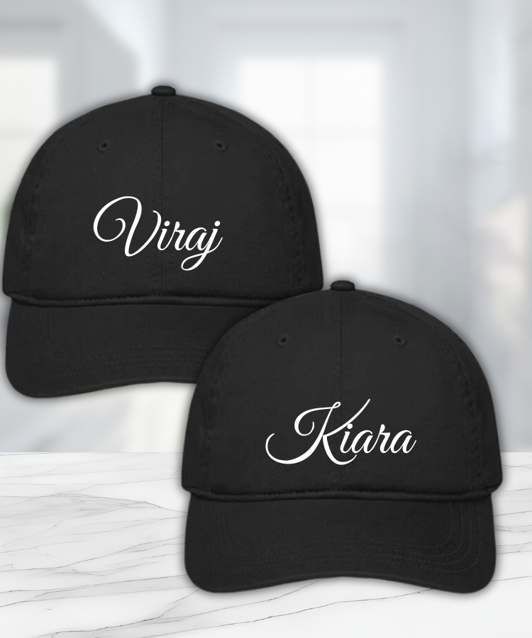 Personalized Name Cotton Cap for Men & Women (pack of 2)